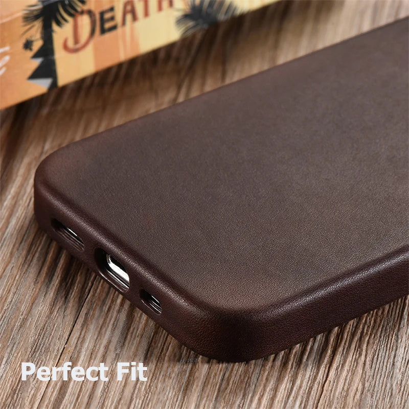 Soft Genuine Leather iPhone Case - Wireless Charging Compatible